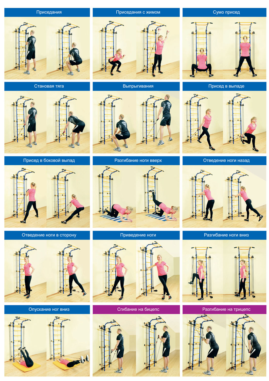 Упражнения на шведской стенке для женщин
